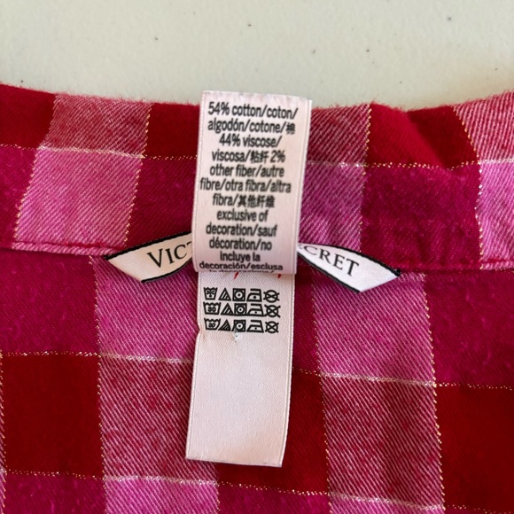 VICTORIAS SECRET Matching Pajama Set Long Sleeve Pants Pink Plaid Size Large - Picture 12 of 16